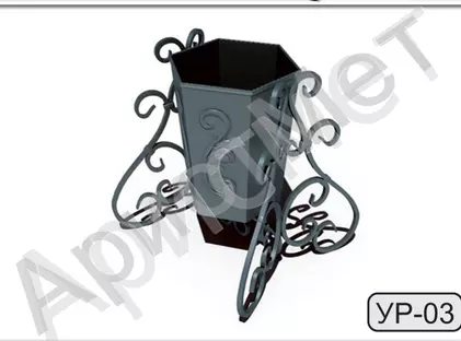 Шестигранная урна с коваными вензелями УР-03