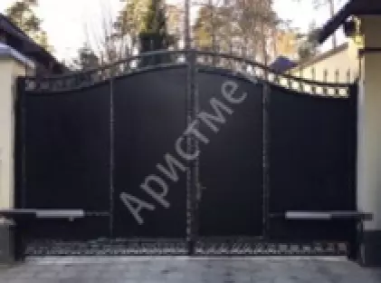 Ворота распашные автоматические со встроенной калиткой ВР-87